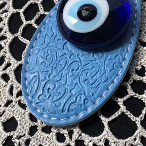 画像2: 【値下げ】魔除けのお守り★ナザールボンジュウ★レザーキーリング【スカイ】