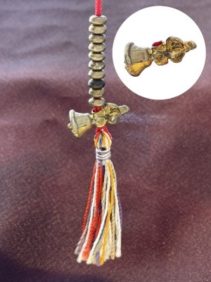 画像1: 魔を祓う！様々な厄・災難から 身を守る！最強のお守り 密教法具 バジュラベル（五鈷鈴） 五色紐飾り