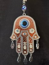 魔を除け道を切り拓く！ハムサとナザールボンジュウの2つの力●大きなお守りオーナメント レッド