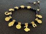 魔除けと幸運の！ラッキーチャームブレスレット Black