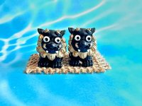 沖縄伝統の守り神 魔除けのシンボルシーサー ペア置物 小　黒