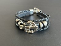 人生の荒波に流されない！人との絆を繋ぎ留め離さない！錨（いかり）三連ブレスレットB　シルバーカラー