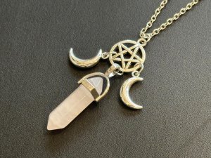 画像5: 強力な3つのパワーが悩み事の答えを導き出す！三日月＆五芒星のペンデュラム・ネックレス愛と美のローズクォーツ