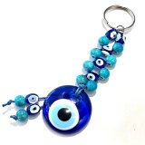 魔除けのお守り★ナザールボンジュウキーホルダー?マーブル TURQUOISE