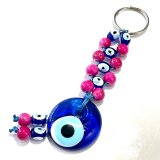 魔除けのお守り★ナザールボンジュウキーホルダー?マーブル ROSE PINK