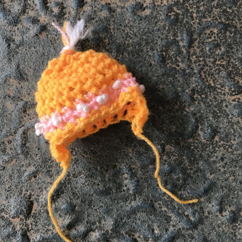 画像1: エケコ人形用小物　ニット帽（12.5〜15センチ）　オレンジ