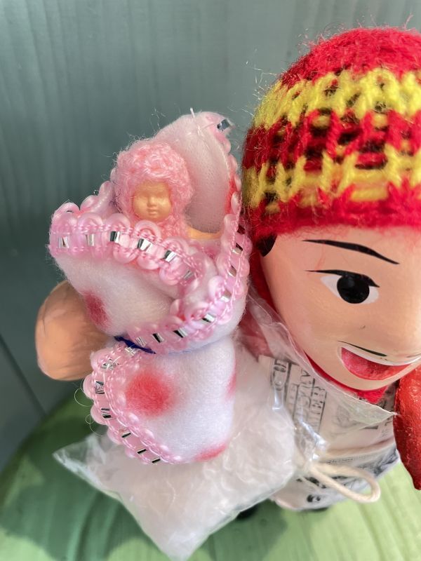 画像1: エケコ人形用小物　赤ちゃんが欲しい❤おくるみ　フェルトR水玉【小物のみの価格】