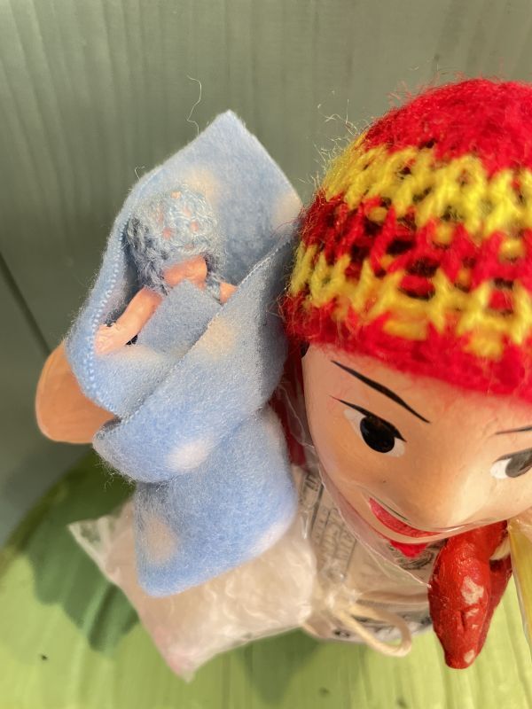 画像2: エケコ人形用小物　赤ちゃんが欲しい❤おくるみ　フェルトW水玉【小物のみの価格】