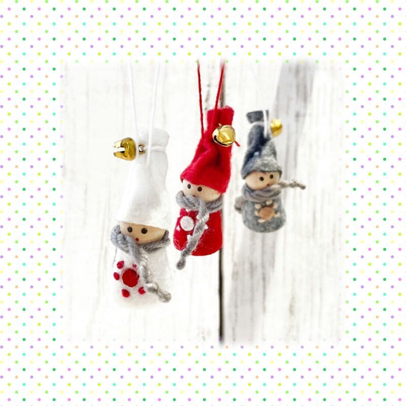画像1: 幸せをもたらす家の守り神★小さな小さな妖精トムテ クリスマスニットドール　3体セット　