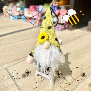 画像: お金のありかを教えてくれる！宝物の守護者 伝説の妖精gnome（ノーム）吊り下げ みつばちヒマワリ