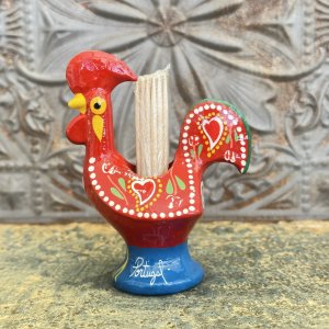 画像: 幸運を呼び込む♪ “ポルトガルの言い伝え”奇跡を起こしたバルセロスの雄鶏★爪楊枝たて（8.5cm）レッド成功運
