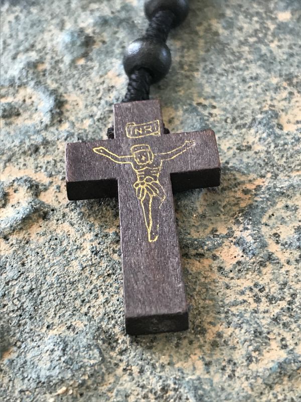 画像: お祈り用・聖なる十字架　メキシコロザリオ　ダークブラウン