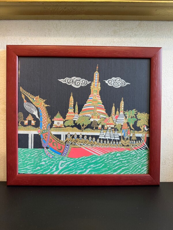 画像2: 幸せな人生を送ることが出来る     ワットアルン  「暁の寺院」   タイ・シルクアート (2)