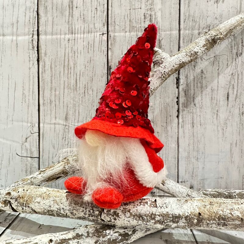 画像: 幸せをもたらす家の守り神★小さな妖精トムテ お座り人形  キラキラ帽子RED