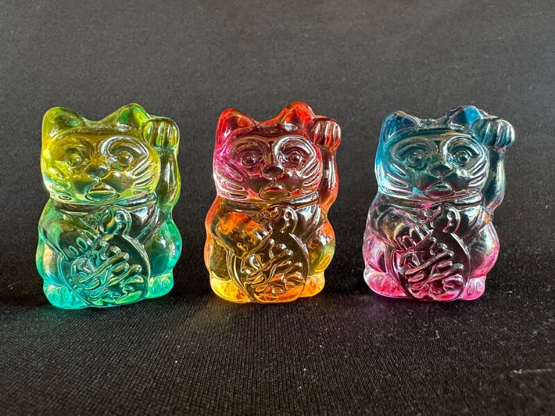 画像: 商売繫盛と良縁を招く！人招き♪オーロラ招き猫Green