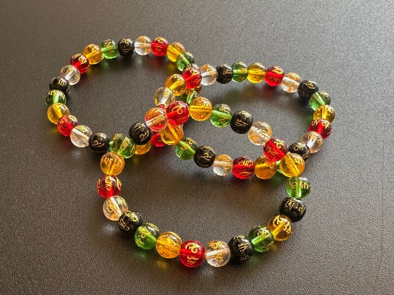 画像6: 苦しみを取り除く！「オム・マニ・ペメ・フム」真言　五色金色珠ブレスレット (6)